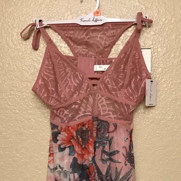 SOLD! French Affair Floral and Lace Babydoll (without Thong) Size 2X - Picture 4 of 9